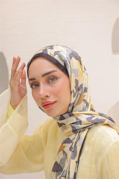 Fly Desen Pamuk İpek Şal Kurşun