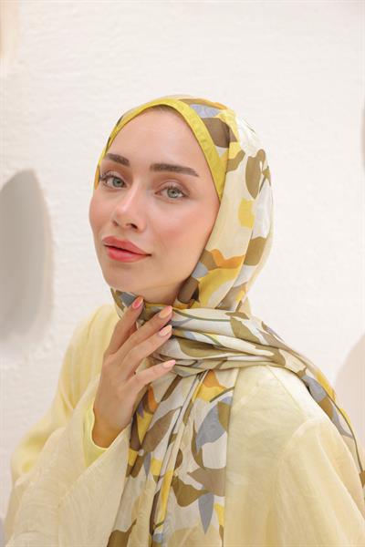 Fly Desen Pamuk İpek Şal Lime