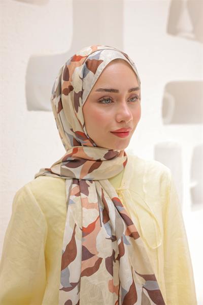 Fly Desen Pamuk İpek Şal Nude