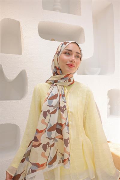 Fly Desen Pamuk İpek Şal Nude