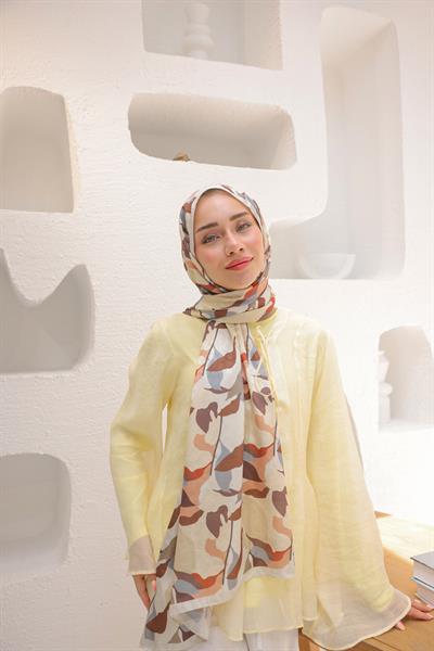 Fly Desen Pamuk İpek Şal Nude