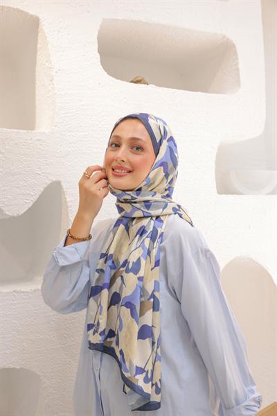 Fly Desen Pamuk İpek Şal Okyanus