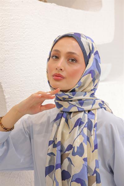 Fly Desen Pamuk İpek Şal Okyanus