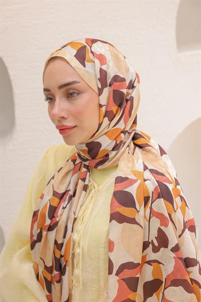 Fly Desen Pamuk İpek Şal Şeftali