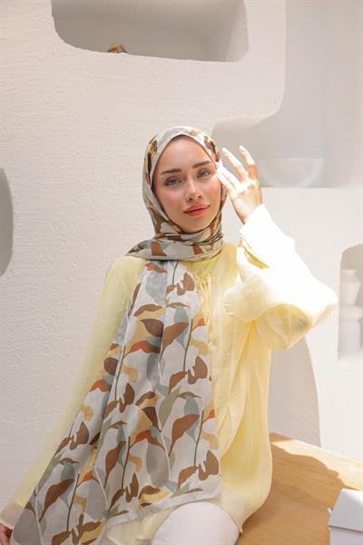 Fly Desen Pamuk İpek Şal Taş