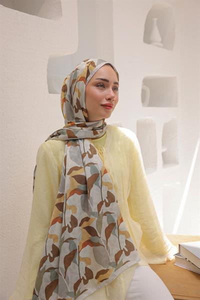 Fly Desen Pamuk İpek Şal Taş