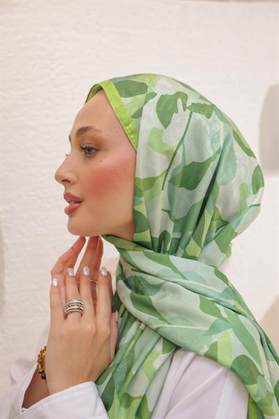 Fly Desen Pamuk İpek Şal Uçuk Yeşil