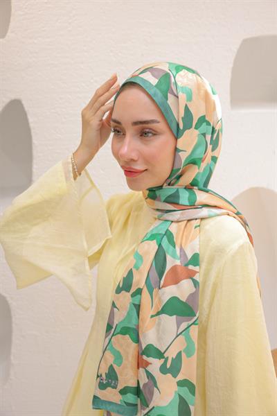 Fly Desen Pamuk İpek Şal Yeşil