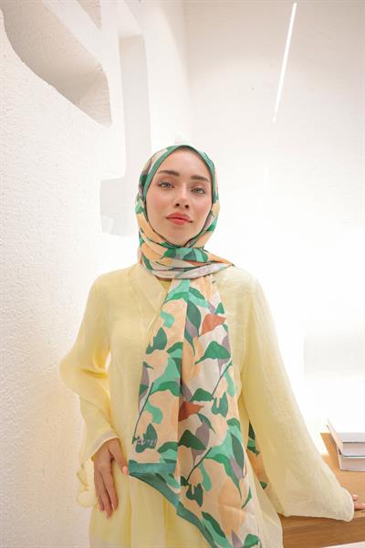 Fly Desen Pamuk İpek Şal Yeşil