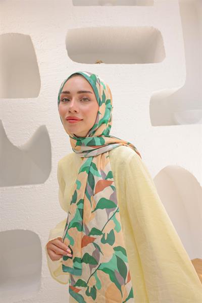 Fly Desen Pamuk İpek Şal Yeşil
