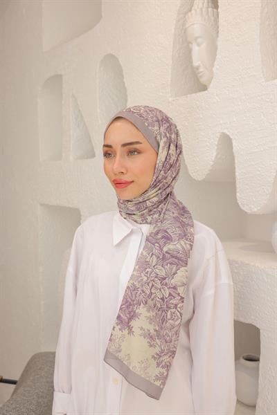 Forest Desenli Pamuk Şal Lavanta