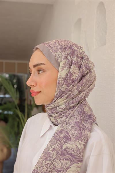 Forest Desenli Pamuk Şal Lavanta