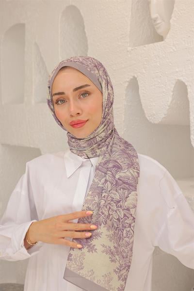 Forest Desenli Pamuk Şal Lavanta