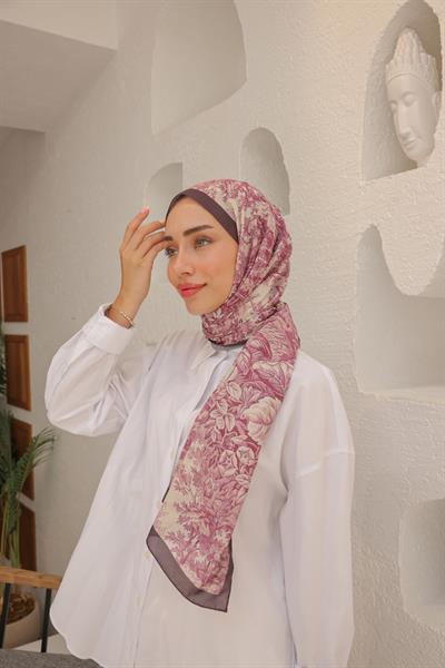 Forest Desenli Pamuk Şal Mürdüm