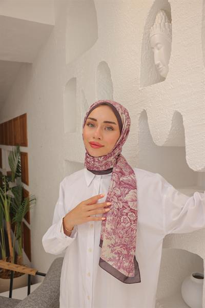 Forest Desenli Pamuk Şal Mürdüm