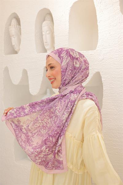 Forest Desenli Pamuk Şal Şeker Pembe