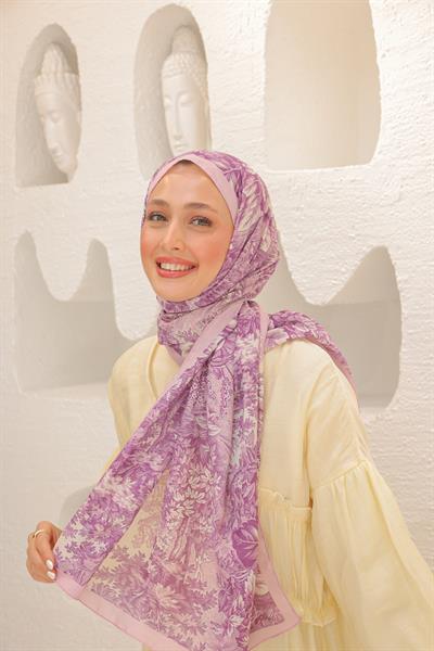 Forest Desenli Pamuk Şal Şeker Pembe