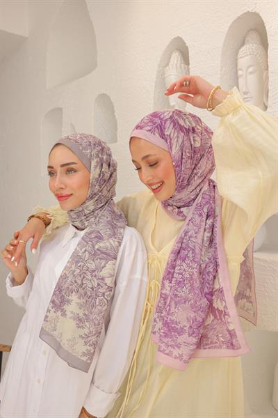 Forest Desenli Pamuk Şal Şeker Pembe