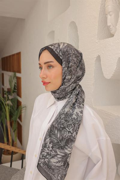 Forest Desenli Pamuk Şal Siyah