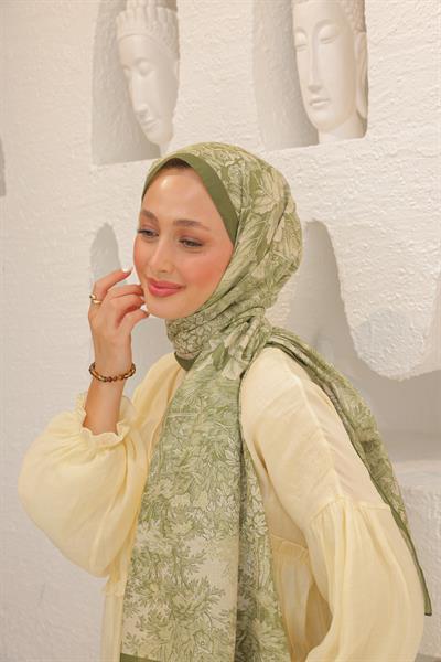 Forest Desenli Pamuk Şal Soft Yeşil