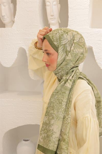 Forest Desenli Pamuk Şal Soft Yeşil