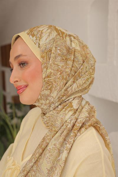 Forest Desenli Pamuk Şal Tereyağ