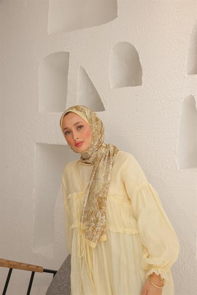 Forest Desenli Pamuk Şal Tereyağ