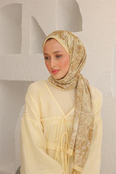 Forest Desenli Pamuk Şal Tereyağ