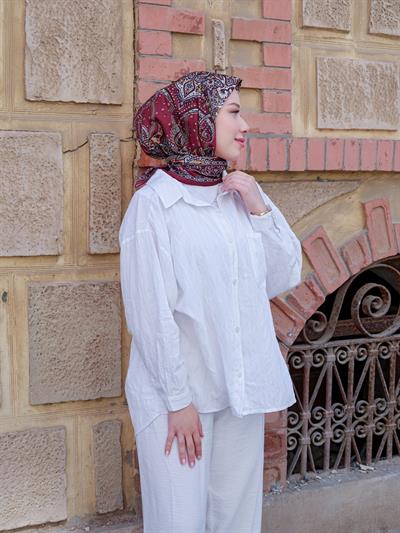 Freda Desen Eşarp Bordo