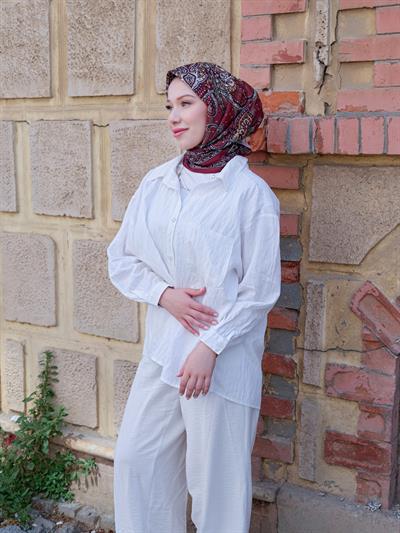 Freda Desen Eşarp Bordo