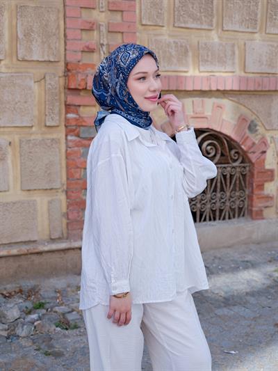 Freda Desen Eşarp Kot Mavi