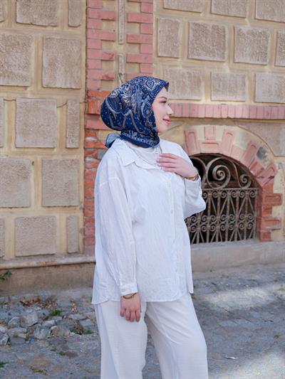 Freda Desen Eşarp Kot Mavi