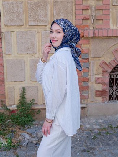 Freda Desen Eşarp Kot Mavi