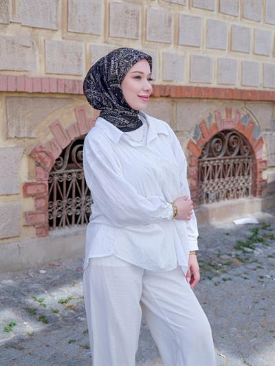 Freda Desen Eşarp Kurşun