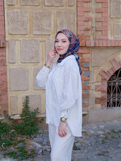 Freda Desen Eşarp Petrol Mavi