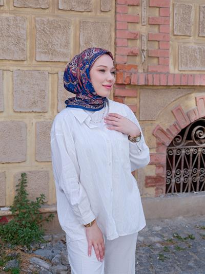 Freda Desen Eşarp Petrol Mavi