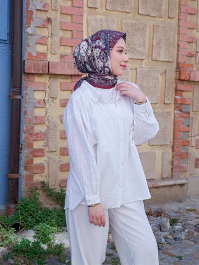 Freda Desen Eşarp Taş Bordo