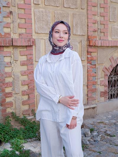 Freda Desen Eşarp Taş Bordo