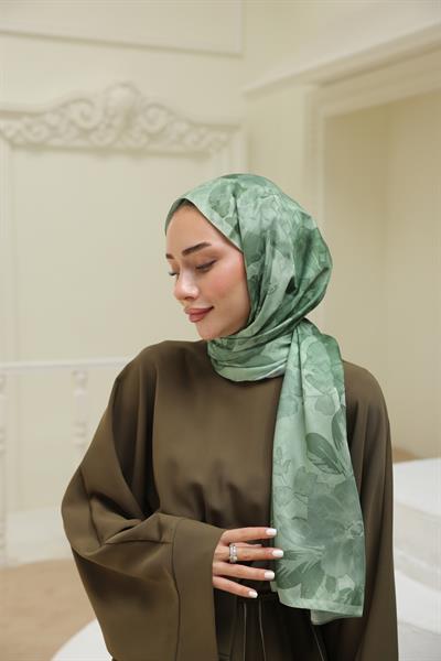 İntense Desenli Pamuk Şal Açık Yeşil