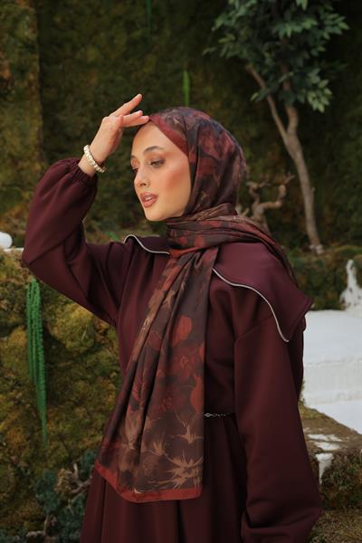 İntense Desenli Pamuk Şal Bordo