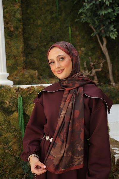 İntense Desenli Pamuk Şal Bordo