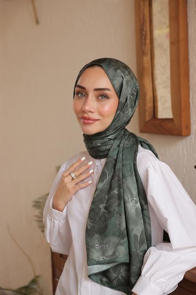 İntense Desenli Pamuk Şal Çimen