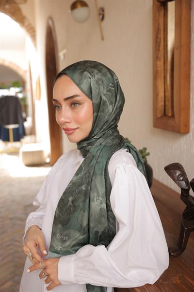 İntense Desenli Pamuk Şal Çimen