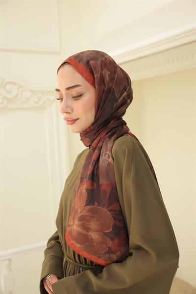 İntense Desenli Pamuk Şal Kiremit