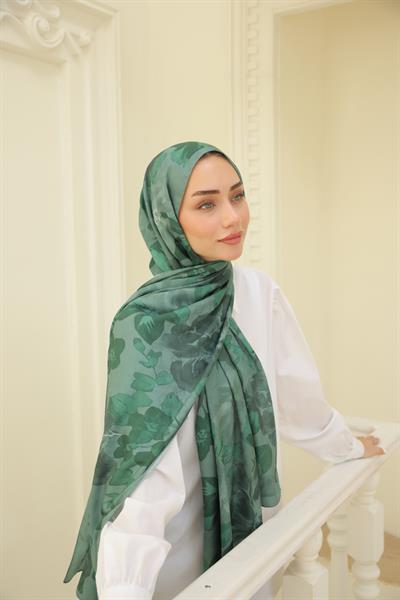 İntense Desenli Pamuk Şal Yeşil