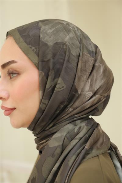 İntense Desenli Pamuk Şal Yosun