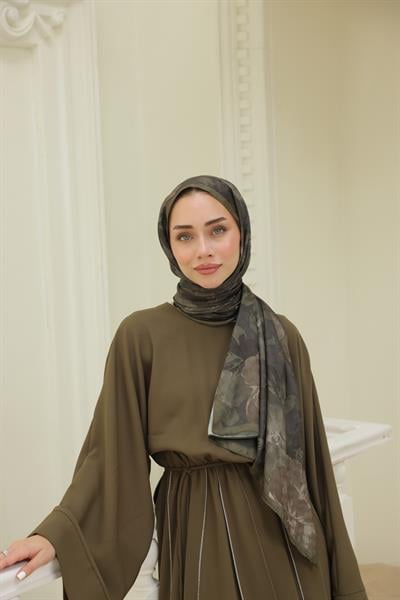 İntense Desenli Pamuk Şal Yosun