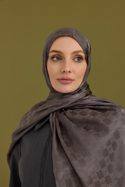 İpeksi Dama Monogram Şal Antrasit