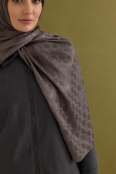 İpeksi Dama Monogram Şal Antrasit