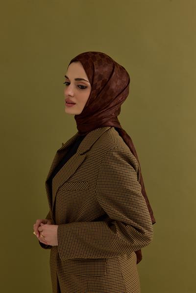 İpeksi Dama Monogram Şal Kakao